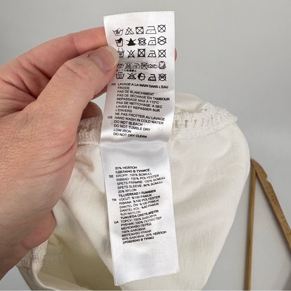 Sandro Paris White Short Sleeve Lace Cutout Blouse - Picture 5 of 6